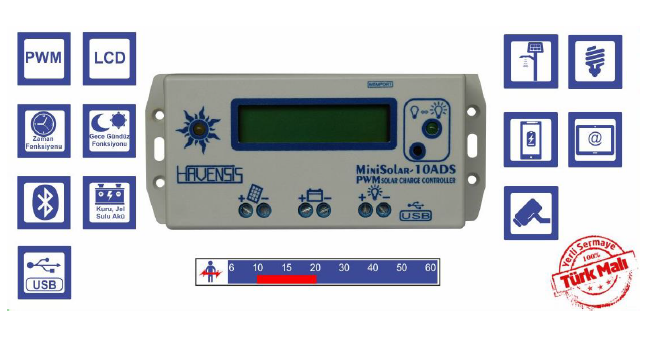 Dijital Seri(DS) Mini Solar-20ADS 12/24V 20A