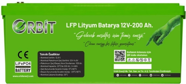 ORBİT 12 V 200 Ah LiFePO4 Akü