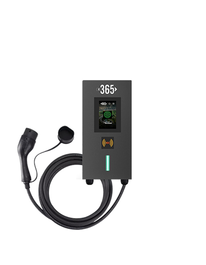 E-365 AC Mini Tip 4.3 İnç Ekranlı Tek Kablolu RFID 22kW Şarj İstasyonu